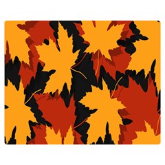 Dried Leaves Yellow Orange Piss Double Sided Flano Blanket (medium)  by Alisyart