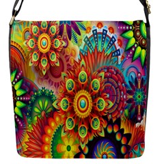 Colorful Abstract Flower Floral Sunflower Rose Star Rainbow Flap Messenger Bag (s) by Alisyart