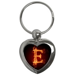 Fire Letterz E Key Chains (heart)  by Alisyart