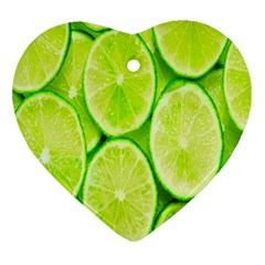 Green Lemon Slices Fruite Ornament (heart) by Alisyart