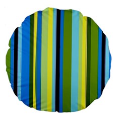 Simple Lines Rainbow Color Blue Green Yellow Black Large 18  Premium Flano Round Cushions