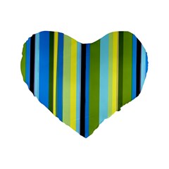 Simple Lines Rainbow Color Blue Green Yellow Black Standard 16  Premium Flano Heart Shape Cushions