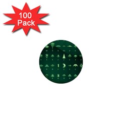 Ufo Alien Green 1  Mini Buttons (100 Pack)  by Alisyart