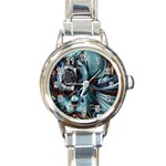 Light Color Floral Grey Round Italian Charm Watch