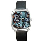 Light Color Floral Grey Square Metal Watch