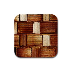 Brown Wall Tile Design Texture Pattern Rubber Square Coaster (4 Pack)  by Nexatart