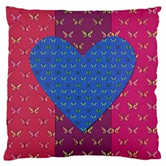 Butterfly Heart Pattern Large Cushion Case (two Sides) by Nexatart