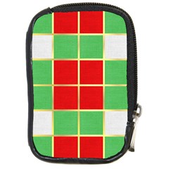 Christmas Fabric Textile Red Green Compact Camera Cases by Nexatart