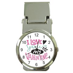 I Love You My Valentine (white) Our Two Hearts Pattern (white) Money Clip Watches by FashionFling