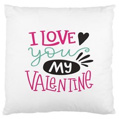I Love You My Valentine (white) Our Two Hearts Pattern (white) Standard Flano Cushion Case (one Side)