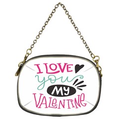 I Love You My Valentine (white) Our Two Hearts Pattern (white) Chain Purses (two Sides)  by FashionFling