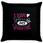  I Love You My Valentine / Our Two Hearts Pattern (black) Throw Pillow Case (Black) Front