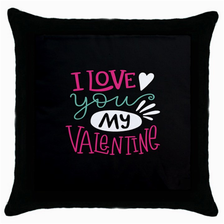 I Love You My Valentine / Our Two Hearts Pattern (black) Throw Pillow Case (Black)