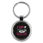  I Love You My Valentine / Our Two Hearts Pattern (black) Key Chains (Round) 