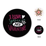 I Love You My Valentine / Our Two Hearts Pattern (black) Playing Cards (Round) 