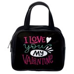  I Love You My Valentine / Our Two Hearts Pattern (black) Classic Handbags (One Side)