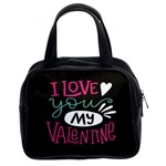  I Love You My Valentine / Our Two Hearts Pattern (black) Classic Handbags (2 Sides)