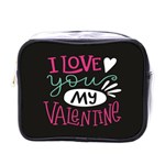  I Love You My Valentine / Our Two Hearts Pattern (black) Mini Toiletries Bags