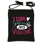  I Love You My Valentine / Our Two Hearts Pattern (black) Shoulder Sling Bags