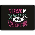  I Love You My Valentine / Our Two Hearts Pattern (black) Fleece Blanket (Large) 