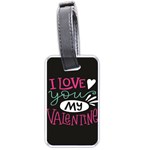  I Love You My Valentine / Our Two Hearts Pattern (black) Luggage Tags (One Side) 