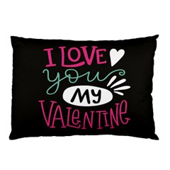 I Love You My Valentine / Our Two Hearts Pattern (black) Pillow Case (two Sides) by FashionFling