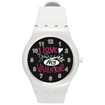  I Love You My Valentine / Our Two Hearts Pattern (black) Round Plastic Sport Watch (M)