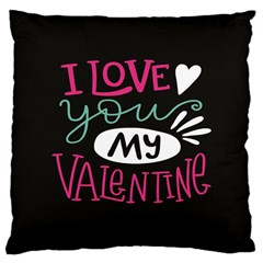  I Love You My Valentine / Our Two Hearts Pattern (black) Large Cushion Case (two Sides) by FashionFling