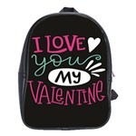 I Love You My Valentine / Our Two Hearts Pattern (black) School Bags (XL) 