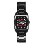  I Love You My Valentine / Our Two Hearts Pattern (black) Stainless Steel Barrel Watch