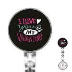  I Love You My Valentine / Our Two Hearts Pattern (black) Stainless Steel Nurses Watch
