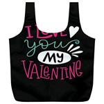  I Love You My Valentine / Our Two Hearts Pattern (black) Full Print Recycle Bags (L) 