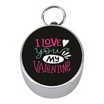  I Love You My Valentine / Our Two Hearts Pattern (black) Mini Silver Compasses