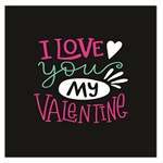  I Love You My Valentine / Our Two Hearts Pattern (black) Large Satin Scarf (Square)