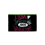  I Love You My Valentine / Our Two Hearts Pattern (black) Cosmetic Bag (XS)