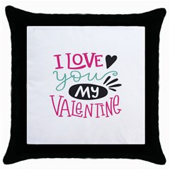I Love You My Valentine / Our Two Hearts Pattern (white) Throw Pillow Case (black) by FashionFling