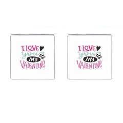I Love You My Valentine / Our Two Hearts Pattern (white) Cufflinks (square)
