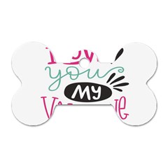I Love You My Valentine / Our Two Hearts Pattern (white) Dog Tag Bone (two Sides) by FashionFling