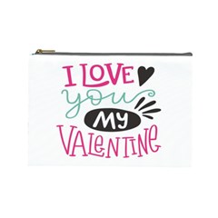 I Love You My Valentine / Our Two Hearts Pattern (white) Cosmetic Bag (large) 
