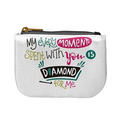 My Every Moment Spent With You Is Diamond To Me / Diamonds Hearts Lips Pattern (white) Mini Coin Purses by FashionFling