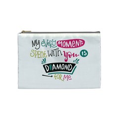 My Every Moment Spent With You Is Diamond To Me / Diamonds Hearts Lips Pattern (white) Cosmetic Bag (medium) 