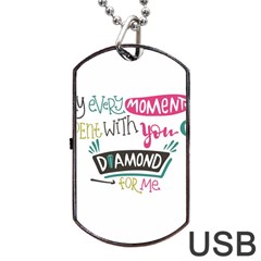 My Every Moment Spent With You Is Diamond To Me / Diamonds Hearts Lips Pattern (white) Dog Tag Usb Flash (one Side)