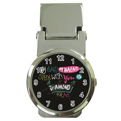 My Every Moment Spent With You Is Diamond To Me / Diamonds Hearts Lips Pattern (black) Money Clip Watches by FashionFling