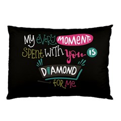 My Every Moment Spent With You Is Diamond To Me / Diamonds Hearts Lips Pattern (black) Pillow Case by FashionFling