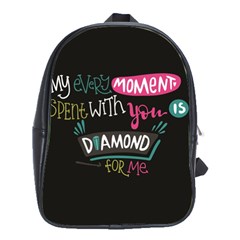 My Every Moment Spent With You Is Diamond To Me / Diamonds Hearts Lips Pattern (black) School Bags(large)  by FashionFling
