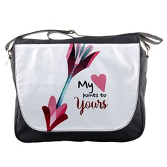 My Heart Points To Yours / Pink And Blue Cupid s Arrows (white) Messenger Bags