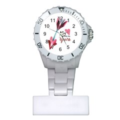 My Heart Points To Yours / Pink And Blue Cupid s Arrows (white) Plastic Nurses Watch by FashionFling