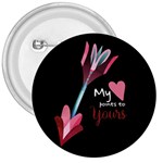 My Heart Points To Yours / Pink and Blue Cupid s Arrows (black) 3  Buttons