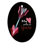 My Heart Points To Yours / Pink and Blue Cupid s Arrows (black) Ornament (Oval)