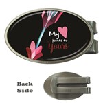 My Heart Points To Yours / Pink and Blue Cupid s Arrows (black) Money Clips (Oval) 